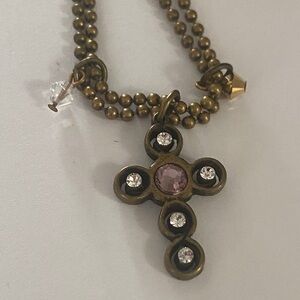 Elegant Bronze Cross Pendant Necklace